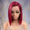Nxy Lace Wigs Short Bob Burgundy 13x4 Front Human Hair Remy Brazilian Straight 150 ٪ Wig 99J Full Frontal 230106