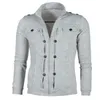 Men's Jackets Plus Size S-4XL Jacket Mens Solid Color Stand Collar Long Sleeve Zip Pocket Slim Coat Outerwear Sporting