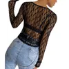 Women's T Shirts Women Sexy Lace Tops Adults See-through Long Sleeve Round Neck Button Down Cardigan