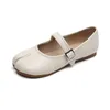 Dress Shoes silver leather split toe flat shoes woman mary janes tabi ninja flats female cozy dress ankle belt moccasins plus size 43 230114