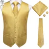 Мужские жилеты Hi-Tie Silk Mens Suit Vintage Gold Paisley Floral 4pc Жаккард в рюшат