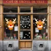 Adesivi murali 2023 Cute Elk Christmas Window Glass Festival Decalcomanie Babbo Natale Decorazioni per l'anno per la casa