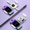 3 in 1 접이식 자기 무선 충전기 iPhone 14 13 12 Pro Max iWatch 8 7 SE AirPods 용 고속 충전 도킹 스테이션 Samsung Huaiwei 스마트 폰