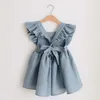 Meisjesjurken meisje's babymeisjes jurk zomer zomers vieze rok mouwloze overalls katoen linnen kleur ruches kanten kids strand bohemian stijl