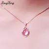 Łańcuchy Rongxing Stylowy unikalny design różowy okrągły kamienny naszyjnik dla kobiet w Paratach Kryształowe Krysztowe wisiorki z różowym złotem Prezenty ZR0051