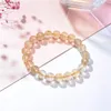 Charm Bracelets 8mm Natural Yellow Blonde Crystal Bracelet For Women Men Titanium Beaded Strand Bangle Twistband Jewelry