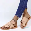 2023 Summer European And American Foreign Trade Sandals Rome Flat Bow Ladies Shoes Large Size 35-43 Wholesale