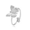 Fedi nuziali stile 2023 farfalla regolabile anello in acciaio inossidabile gioielli con dita impilate cubiche in oro per le donne alla moda
