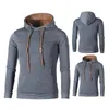 Herrtröjor Casual Men Pullover Autumn Winter Sweatshirt Drawstring Soft Warm Ribbed Cuff