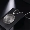 ペンダントネックレスバイキングアミュレットYggdrasil Nordic Talisman Necklace Steel Leather Chain for Men Men Women Jewelry