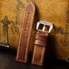 Titta på band italienska läder Watchband Wholesale Handmased Strap 20 21 22 23 24 26mm Brown Men PAM111 441 Vintage Old Armband