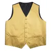 Мужские жилеты Hi-Tie Silk Mens Suit Vintage Gold Paisley Floral 4pc Жаккард в рюшат