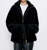 Women's Fur & Faux European And American Jacket Autumn Winter Models Ladies Long-sleeved Elastic Cuffs Stand-up Collar