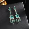 Dangle boucles d'oreilles lustre mignon bleu clair cubique zircone cristal goutte pour les femmes 2023 mode coréen bijoux cadeau luxe fête mariageDang