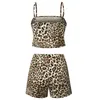 Casual Dresses Women Leopard Print Crop Bandana Tops Top And Short Two Pieces Set Strap Tank Ladies Party Clubwear Streetwe