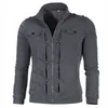 Men's Jackets Plus Size S-4XL Jacket Mens Solid Color Stand Collar Long Sleeve Zip Pocket Slim Coat Outerwear Sporting