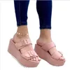Sandals Summer Women Platform Wedge Leather Double Buckle Strap Trend Fashion Shoes Female Modern Design 2023 Height Increasing