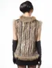 Femmes fausse fourrure automne hiver véritable tricoté Gilet col de raton laveur dame Gilet femme Gilet VF7001