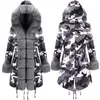 Femmes Fourrure Faux Femmes Camouflage Manteau Rembourré Hiver Chaud Parka Veste À Manches Longues Mode Casual Slim Fit Pardessus À Capuche Top Vêtements