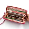 Wallets Flowers Design Leather Women Wallet Ladies Long Zipper Purse For Card Coin Phone Money Female Clutch Wristlet Red