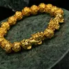 Bracelets porte-bonheur Vietnam Shakin Pixiu pierre naturelle perle dorée inscription sculptée Couples chanceux richesse Fengshui Bracelet bijoux