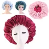 Berretti Beanie/Skull Caps Cappellino in raso per dormire Cuffia da doccia Silk Femme Women Night Sleep Head Cover Flower Elastic Band Uso quotidiano