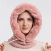 Gorros grisões/caveira tampas 2023 Mulheres de inverno malha de cashmere pescoço máscara de tampa quente de capuz para o chapéu de esqui ao ar livre, pelúcia grossa