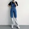 Women's Jeans Loose Fit Women Blue Denim Wide Leg Jumpsuit High Waist Pocket Stitch Pants Fashion Tide Spring Autumn 2023