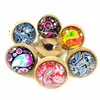 Band Rings Ring 24pcs/lot Wood Cabochons With Mandala Bandala Flowers Cashew Ethnic Wind Glass Finger For Girls Women