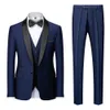 Mens Suits Blazers Men Mariage Color Block Collar Suits Jacket Trousers Waistcoat Male Business Casual Wedding Blazers Coat Vest Pants 3 Pieces Set 230114