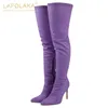 Bottes Lapolaka Femmes Chaussures Femme Troupeau Talons Minces Bout Pointu Zip Super Haut Talon Au-dessus Du Genou Robe De Club De Fête D'hiver