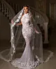 Elegant Mermaid Wedding Dresses Sleeveless High Neck Lace Flowers Beaded Sequins Appliques Formal Dresses Detachable Train Bridal Gowns Plus Size Vestido de novia