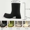 Stiefel mit quadratischer Zehenpartie für Regen und Damen, täglich, All-Match, mittlere Röhre, dicker Boden, erhöht, modisch, wasserdicht, rutschfest, Wasserschuhe 230114