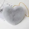 Evening Bags Fashion Women's Chain Plush Heart Bag Cute Girl Crossbody Peach Heart-shaped Love Soft Fur Handbag Fuzzy Shoulder