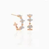 Boucles d'oreilles créoles fleur bleue femmes petits cerceaux ouverts Huggie pour filles bijoux de mariage délicats mignons