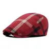 ベレー帽British Style Bailey Hat Spring Summer Breatable Thin's Classic Retro Plaid Cap Men's Progressive