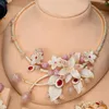 Necklace Earrings Set Kellybola Jewel 2023 Exclusive High-Quality Gorgeous Large Bunch Of Flowers Zircon Jewelry Bridal Wedding 4PCS