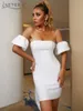 Casual Dresses Adyce Off Shoulder Big Bow White Bandage Dress For Women Sexy Short Sleeve Mini Birthday Club Celebrity Party Lady Outfits