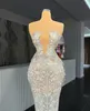 Sexy Evening Dresses Sleeveless V Neck Beaded 3D Lace Flowers Hollow Appliques Sequins Floor Length Celebrity Pearls Diamonds Formal Prom Dresses Gowns Party Dress