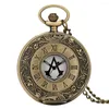 Taschenuhren Vintage Bronze Steampunk Quarzuhr Antike hohle römische Ziffern Punk Halskette Anhänger Kette Geschenke für Männer Frauen