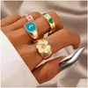 Cluster Ringe 4 stücke Frauen Finger Vintage Legierung Elegante Knöchel Geschenke Für Mädchen Damen Joint Mode Schmuck Zubehör Drop Lieferung dhcbu