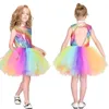 Gökkuşağı prenses elbise kız kızlar balo elbisesi tutu payetli çocuklar gelinlik partisi çocuklar için parti kostümleri