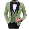 Męskie garnitury Blazers Blue Slit Mens Suits 3 -częściowy czarny szal klapa Casual Tuxedos dla drużbów ślubnych Suits Men Blazervestpant 230114