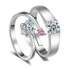 Cluster Rings 2Pcs/Set Classic Couple Wedding Engagement Ring Jewelry Crystal Elegant Women Valentine Day Gift Cubic Cz Drop Delivery Dhvd1