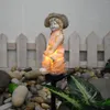 Solar Resin Lawn Lamps Art Crafts Straw Hat Girl Garden Decorative Lamp Ornaments Festival Gifts Lighting Decor For Outdoor Park