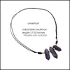 Colares de pingentes Opções de pedra natural Colar de corda ajustável Héxágono Double Point Ponto Amethyst Amarelo Jade Amazonite Drop Handmade D Dhysj