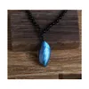 Colliers pendants Labradorite Energy Collier Femmes hommes Tendy Moonstone Glitter Stone Fabrication ￠ la main Prayers Pendants Drop Dh1uj