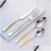 Dinnerware Sets Luxury Cutlery Set Stainless Steel Sierware Dinner Knife Fork Spoon Mirror Polished Dishwasher Safe Drop Delivery Ho Dhw5S