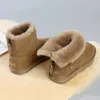 Boots New Sheepskin Suede Leather Women Fashion Casual Winter Snow Natural Sheep Wool Fur Warm Shoes Flat Waterproof Botas Mujer 221215