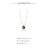 Blue Gem Necklace for Women 925 Sterling Silver Round Pendente Long Chain Wedding Jewels lyxiga fina smycken 18K Guld